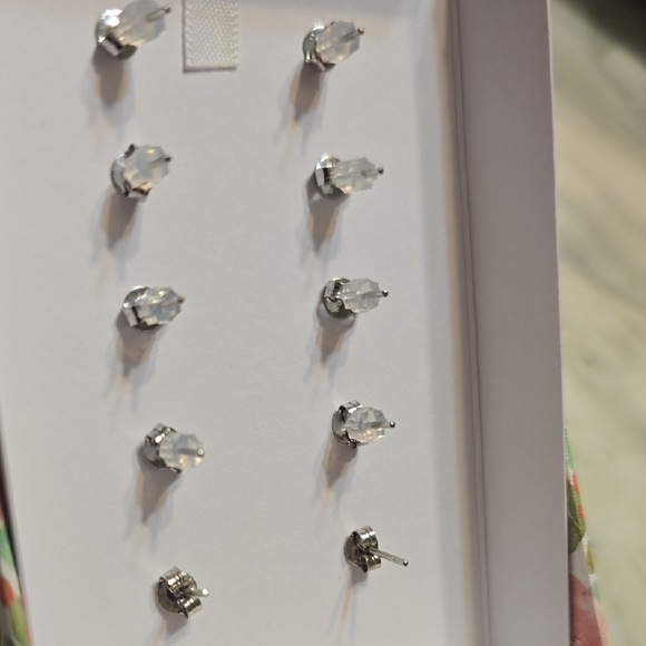 Diamonique Sparkling Silver Earring Set - Picture 6 of 6